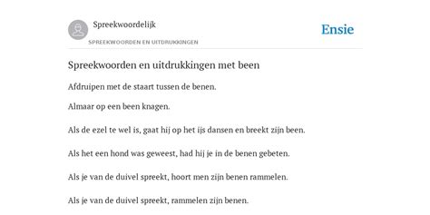 spreekwoorden been